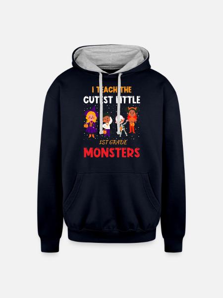 The Cutest Little Monsters - Unisex Contrast Hoodie - navy/heather gray