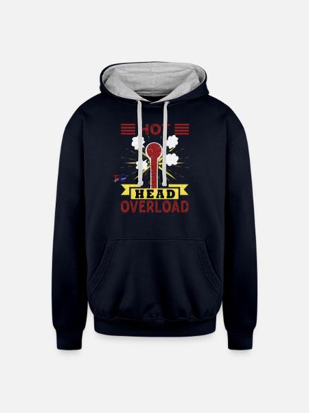 Overload - Unisex Contrast Hoodie - navy/heather gray