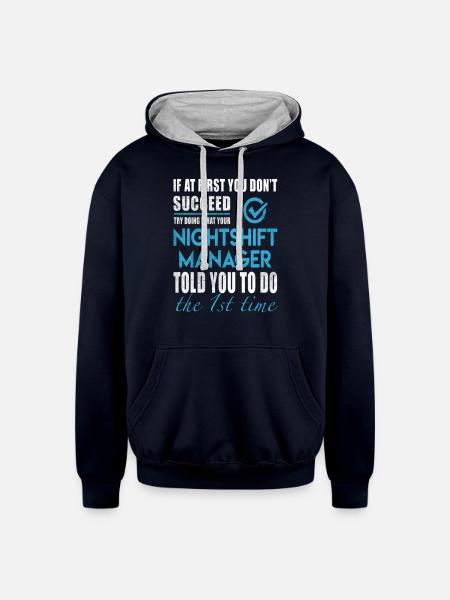 Nightshift Manager - Unisex Contrast Hoodie - navy/heather gray