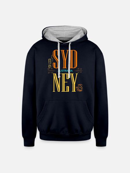 Sydney Australia - Unisex Contrast Hoodie - navy/heather gray