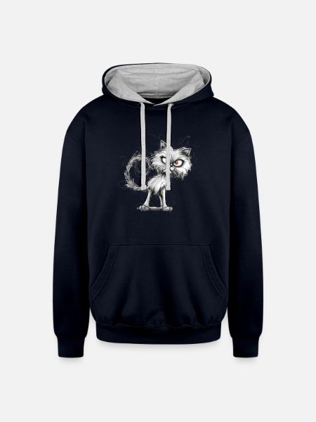 Funny Cat - Unisex Contrast Hoodie - navy/heather gray