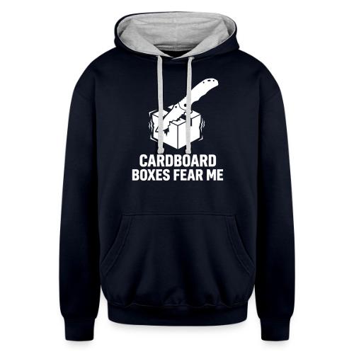 Cardboard Boxes Fear Me - Funny EDC & Warehouse - Unisex Contrast Hoodie