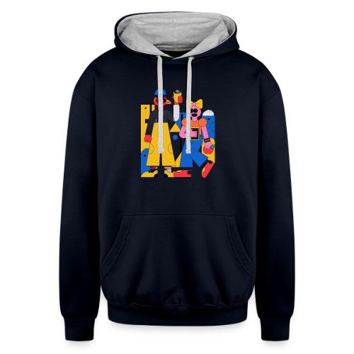 Bold Geometric Duo Pop Art - Unisex Contrast Hoodie
