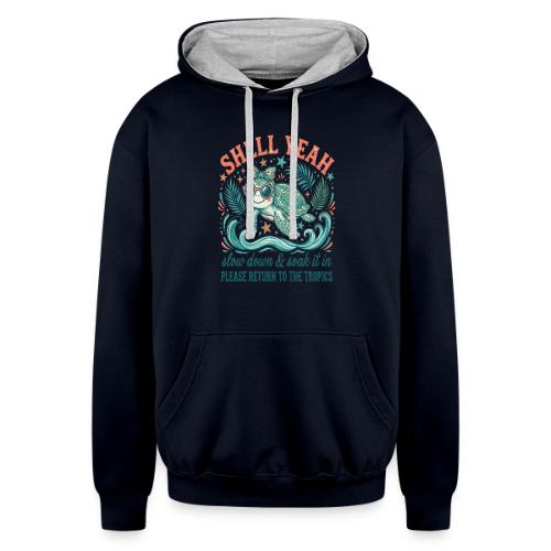 Shell Yeah Sea Turtle Beach Vibes - Unisex Contrast Hoodie