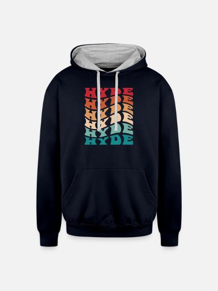 Funny Personalized Hyde Name Themed Apparel - Unisex Contrast Hoodie - navy/heather gray
