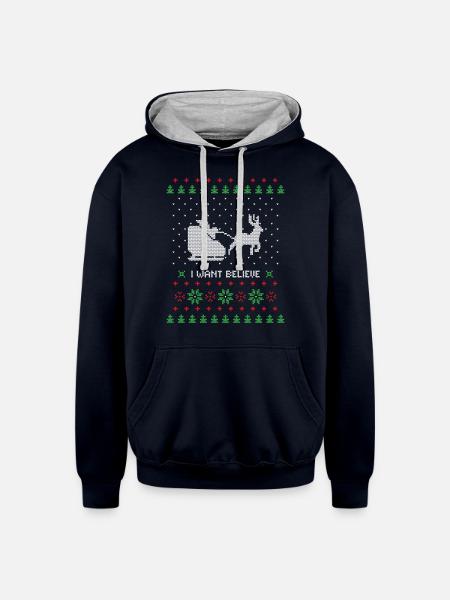 Ugly christmas sweater - Unisex Contrast Hoodie - navy/heather gray