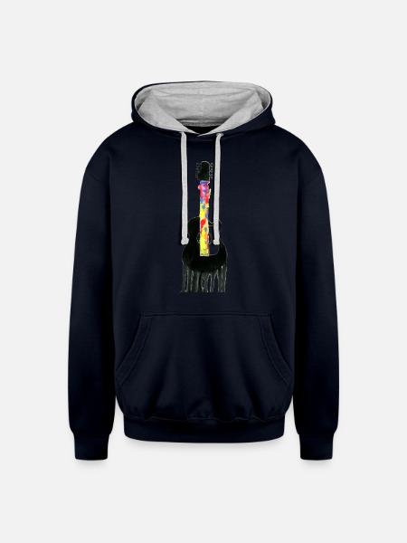 Guitar Flows - Unisex Contrast Hoodie - navy/heather gray