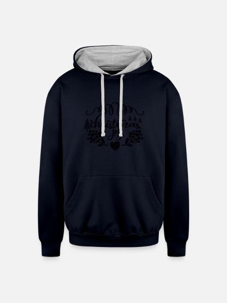 Christmas joy - Unisex Contrast Hoodie - navy/heather gray