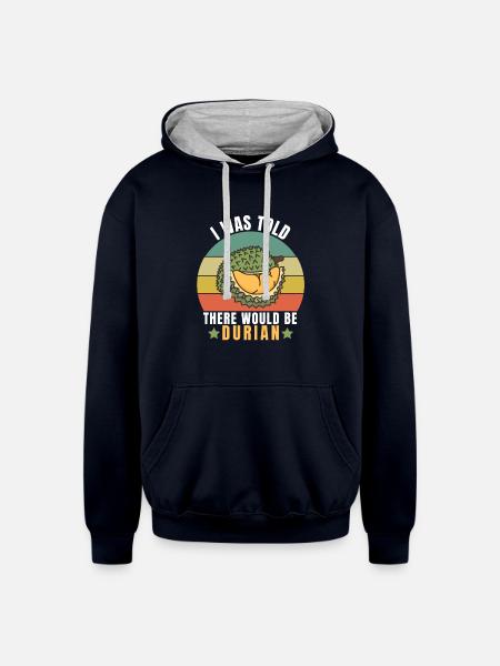 Durian Funny Quotes - Unisex Contrast Hoodie - navy/heather gray