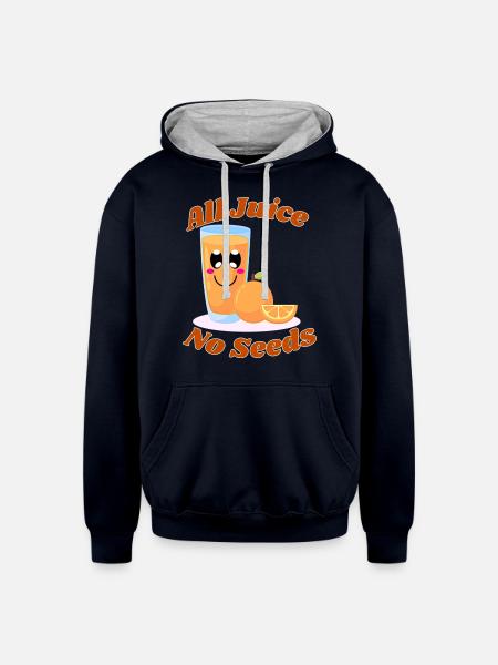 All juice no seeds - Unisex Contrast Hoodie - navy/heather gray