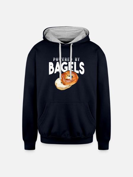 Bagel Powered By Bagels - Unisex Contrast Hoodie - navy/heather gray