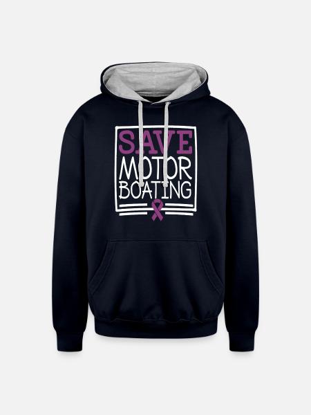 Save Motor Boating - Unisex Contrast Hoodie - navy/heather gray