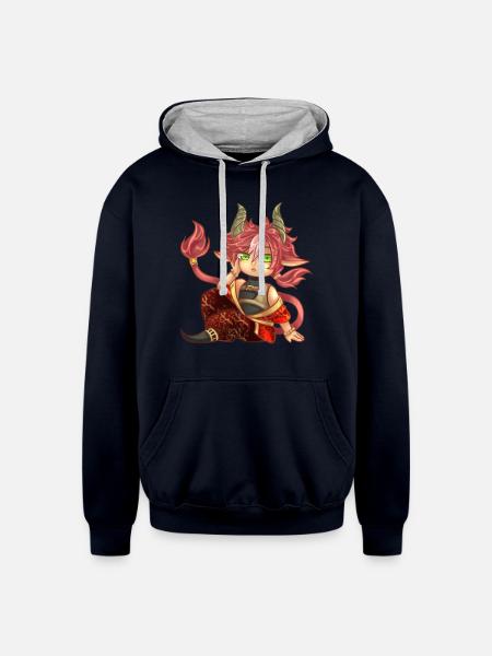 Ox Lunar Zodiac - Unisex Contrast Hoodie - navy/heather gray