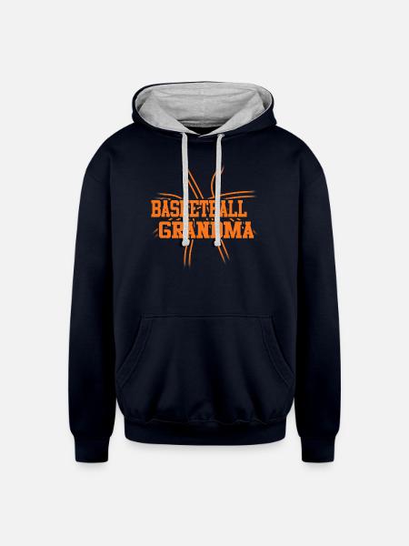 Basketball Grandma T Shirt - Unisex Contrast Hoodie - navy/heather gray