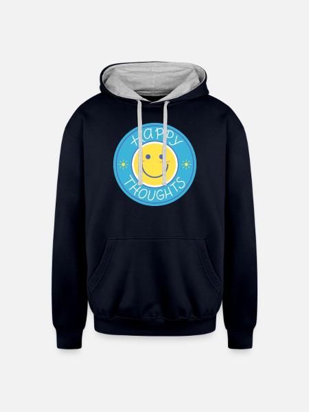 Happy thoughts - Unisex Contrast Hoodie - navy/heather gray