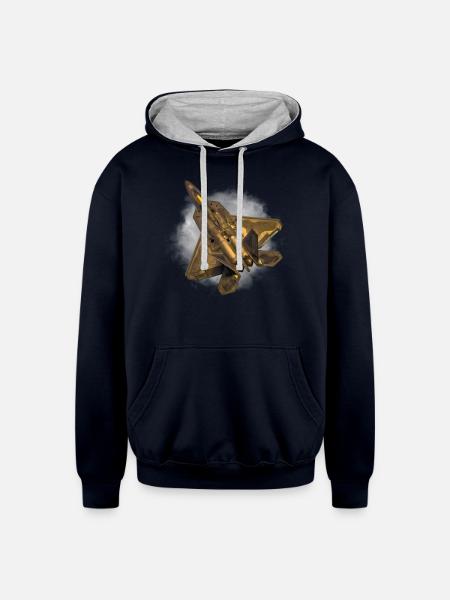 F 22 raptor - Unisex Contrast Hoodie - navy/heather gray
