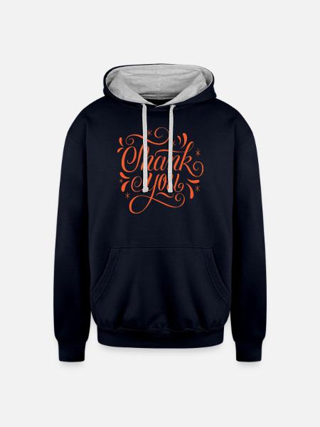 Thank you - Unisex Contrast Hoodie - navy/heather gray