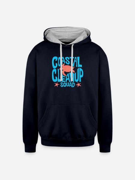 Coastal Clean Up Squad - Unisex Contrast Hoodie - navy/heather gray