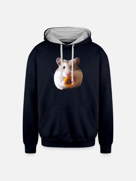 Seeds & Hamsters - Unisex Contrast Hoodie - navy/heather gray