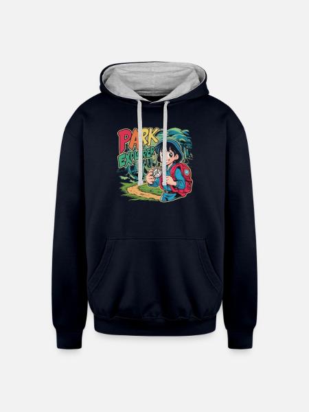 Park explore - Unisex Contrast Hoodie - navy/heather gray