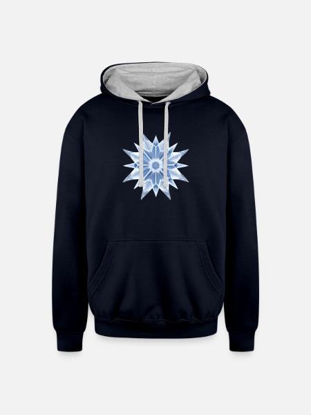 Ice Crystal - Unisex Contrast Hoodie - navy/heather gray