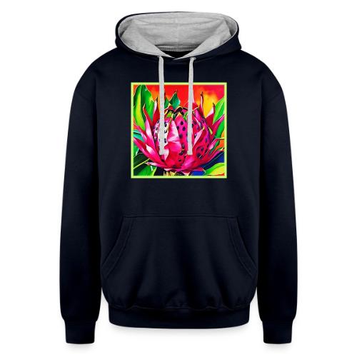 Exotic Dragon Fruit Bloom - Unisex Contrast Hoodie