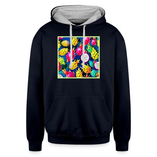 Dragon Fruit Pattern Art - Unisex Contrast Hoodie