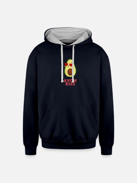 Avo LOVe - Unisex Contrast Hoodie - navy/heather gray