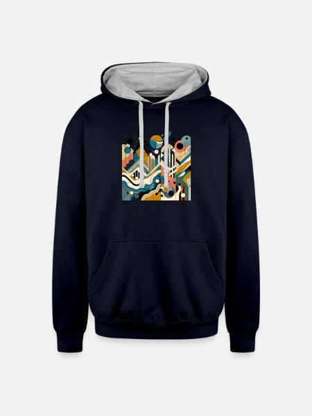 Dynamic Abstract Mountains T-Shirt - Unisex Contrast Hoodie - navy/heather gray