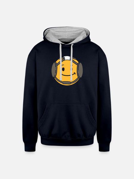 WRESTLING: Wrestling Headgear - Unisex Contrast Hoodie - navy/heather gray