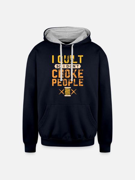 Quilting - I Quilt - Unisex Contrast Hoodie - navy/heather gray