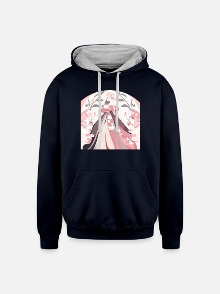 beautiful dress - Unisex Contrast Hoodie - navy/heather gray