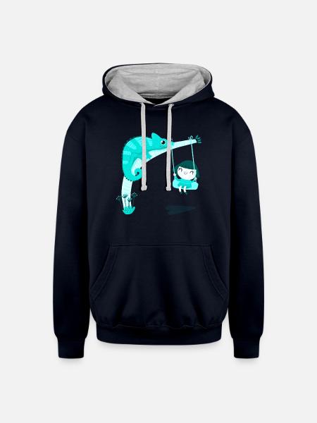 Chameleon - Unisex Contrast Hoodie - navy/heather gray