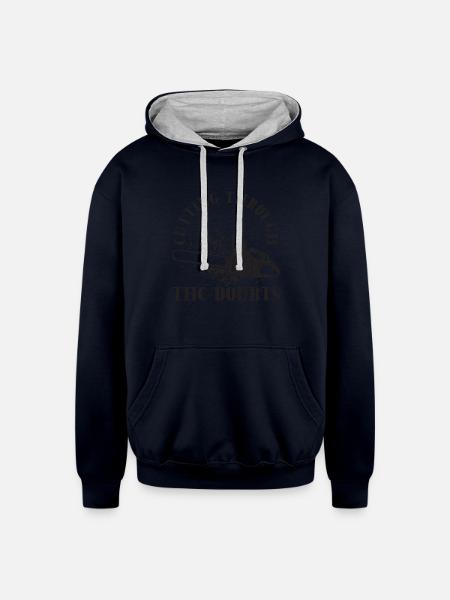 Cutting through the doubts - Chainsaw - Unisex Contrast Hoodie - navy/heather gray