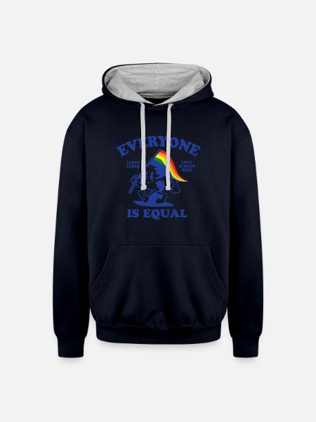 every one is equal earth - Unisex Contrast Hoodie - navy/heather gray