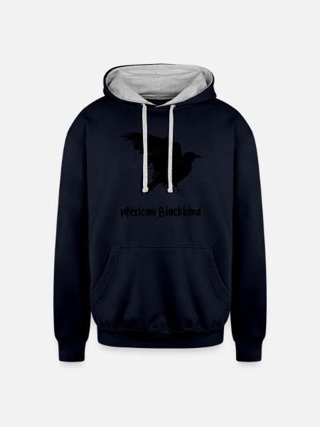 Mexican Blackbird - Unisex Contrast Hoodie - navy/heather gray