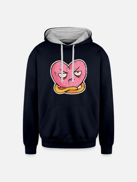 Disgusted Heart - Unisex Contrast Hoodie - navy/heather gray