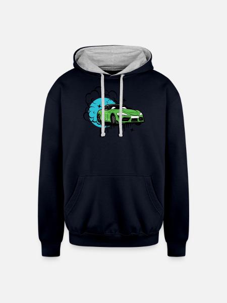 Toyota Supra - Unisex Contrast Hoodie - navy/heather gray