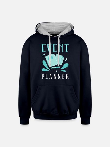 Event Planner - Unisex Contrast Hoodie - navy/heather gray