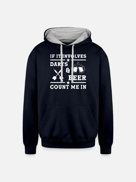 Darts Player Dart - Unisex Contrast Hoodie - navy/heather gray
