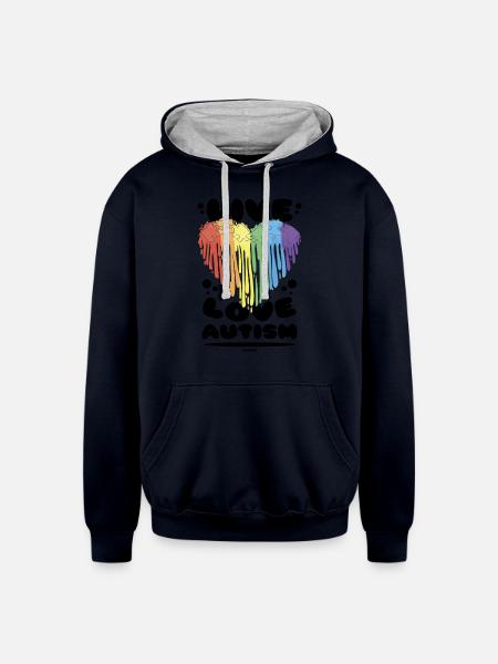 Autism dear heart rainbow - Unisex Contrast Hoodie - navy/heather gray