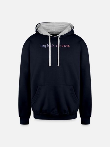 My Kink Is Trivia - Unisex Contrast Hoodie - navy/heather gray