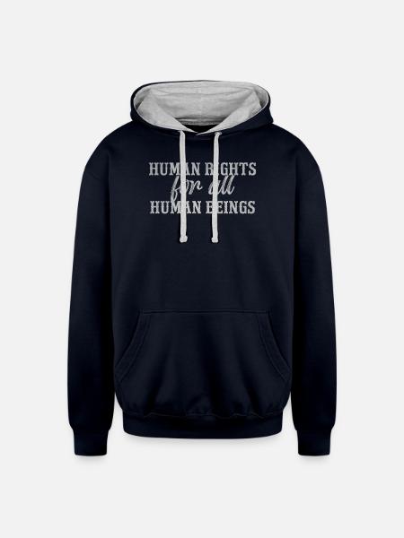 Human rights for all human beings - Unisex Contrast Hoodie - navy/heather gray