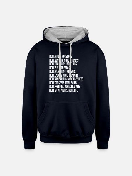 More music More love More sunsets More kindness - Unisex Contrast Hoodie - navy/heather gray