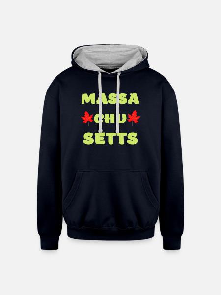 Massachusetts - Unisex Contrast Hoodie - navy/heather gray