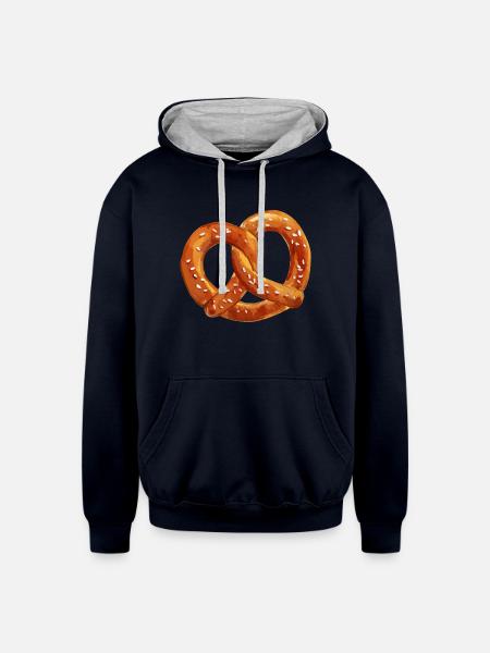 Salted Pretzel - Unisex Contrast Hoodie - navy/heather gray