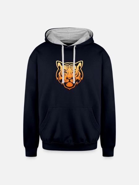 40 tiger - Unisex Contrast Hoodie - navy/heather gray