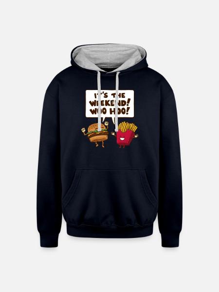 The Weekend Burger - Unisex Contrast Hoodie - navy/heather gray
