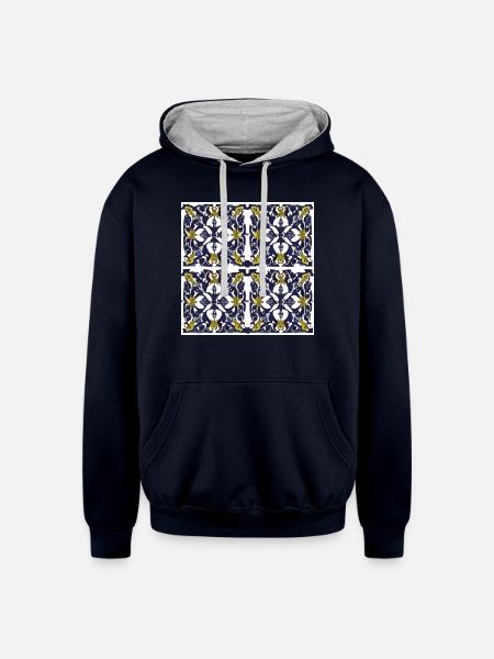 Four piece ornament - Unisex Contrast Hoodie - navy/heather gray