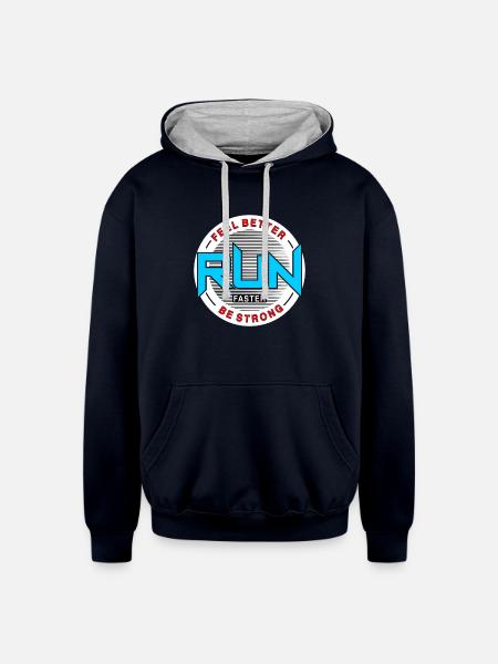 46 run - Unisex Contrast Hoodie - navy/heather gray